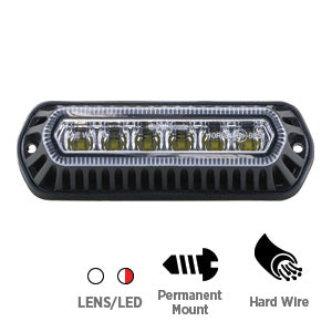 Opti-luxx AX100 Series 5.5" Oval White-Red LED Auxiliary Warning Light (Permanent Mount, 3-Wire Connection)