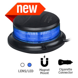 2500 Series 1.9″ High x 3.5″ Lens Diameter (Base Diameter = 4.4″) Clear/Blue Low Profile Beacon (Magnet Mount, Cigarette Lighter Plug)
