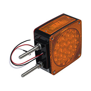 Opti-luxx 4.5" Square Amber/Amber Dual Face Universal Turn/Park/Marker (Bolt Mount, 3-Wire Connection)