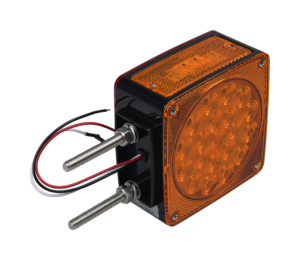 Opti-luxx 4.5" Square Amber/Red Left Road Side Dual Face Turn/Park/Marker (Bolt Mount, 3-Wire Connection)