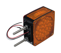 Opti-luxx 4.5" Square Amber/Red Left Road Side Dual Face Turn/Park/Marker (Bolt Mount, 3-Wire Connection)