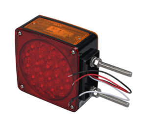 Opti-luxx 4.5" Square Amber/Red Left Road Side Dual Face Turn/Park/Marker (Bolt Mount, 3-Wire Connection)