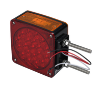 Opti-luxx 4.5" Square Amber/Red Left Road Side Dual Face Turn/Park/Marker (Bolt Mount, 3-Wire Connection)