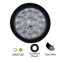 Opti-luxx 450 Series Michigan 4" Round Clear/Amber Warning Light (Grommet Mount, Amp 3-Pin Connector)