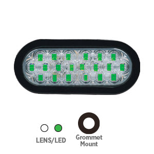 Opti-luxx 600 Series Michigan 6" Oval Clear/Green Warning Light (Grommet Mount, No Connector)