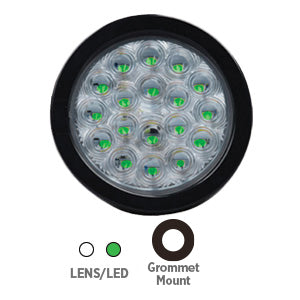 Opti-luxx 450 Series Michigan 4" Round Clear/Green Warning Light (Grommet Mount, No Connector)