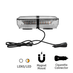 Opti-luxx LB1100 Series Sonoma 11" Clear/Amber & White Light Bar (Cl-1) (Magnet Mount, Cigarette Lighter Plug/Switch)