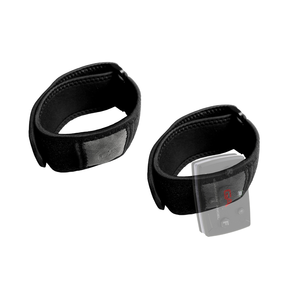 Short magnetic strap mount for Guardian Angel safety light, worn on wrist or gear for hands-free visibility.