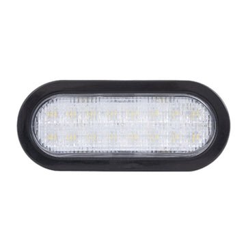 Oval LED light with black frame on a white background