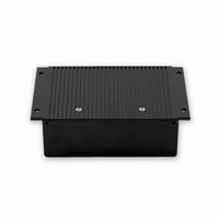 Black metal step platform on a white background
