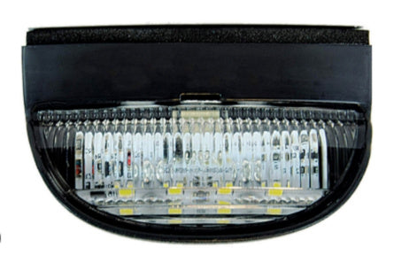 Black LED light bar with clear cover on a white background