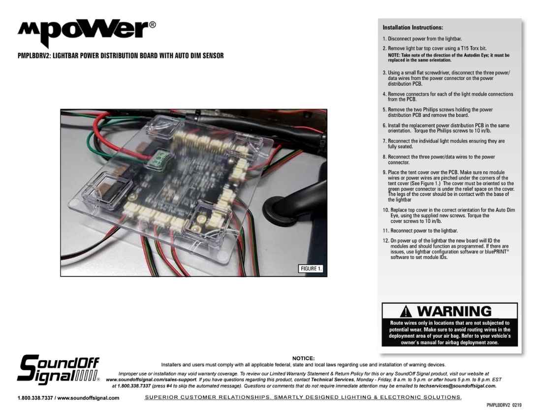 mpower lightbar power distribution board with installation instructions on a white background