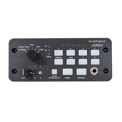 Control panel with buttons and a joystick on a white background