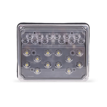 Rectangular LED light with multiple small lights on a white background