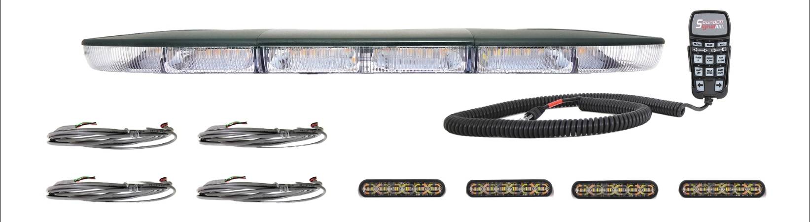 Light bar with accessories and remote control on a white background