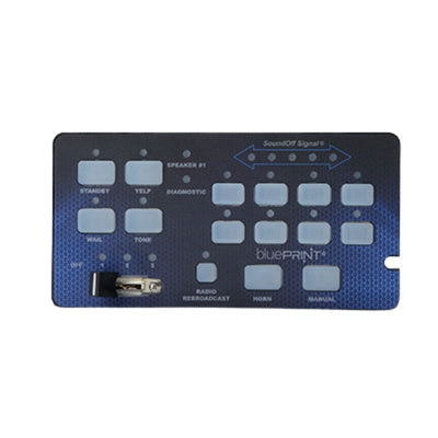 BluePRINT SoundOff Remote Control Panel on a white background