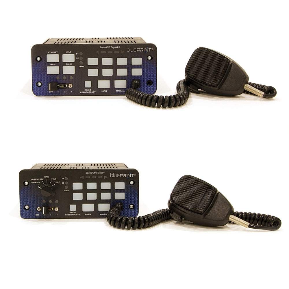 Two SoundOff Remote Node with microphones on a white background