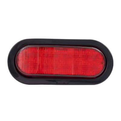 Red ovalSoundOff Rubber Grommet light with black border on a white background
