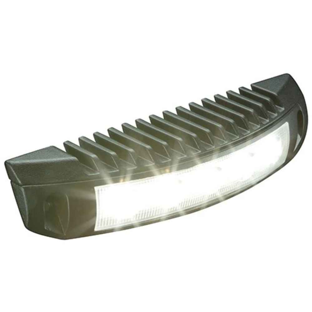 A high-intensity LED scene light with a clear lens and a silver metal housing, designed for providing bright illumination.