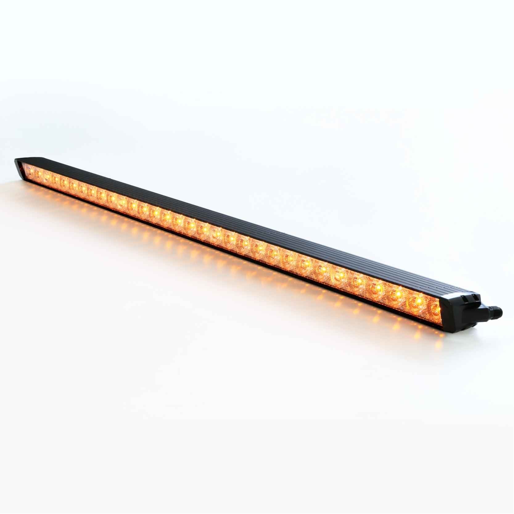 LED light bar with amber lights on a white background