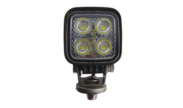 Cube-shaped LED work light on a white background