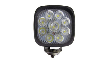Square LED work light with multiple bulbs on a white background