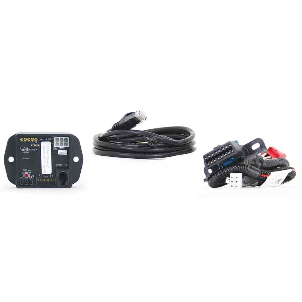 The image shows a black data harness kit, including a module, a power cable, and a connector.