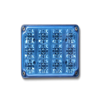 Blue rectangular LED light on a white background