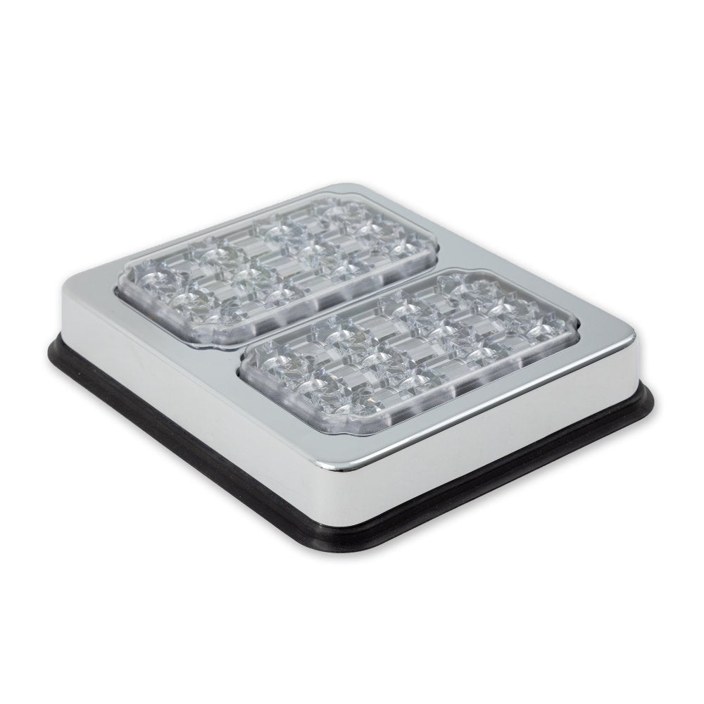 Rectangular LED light fixture on a white background