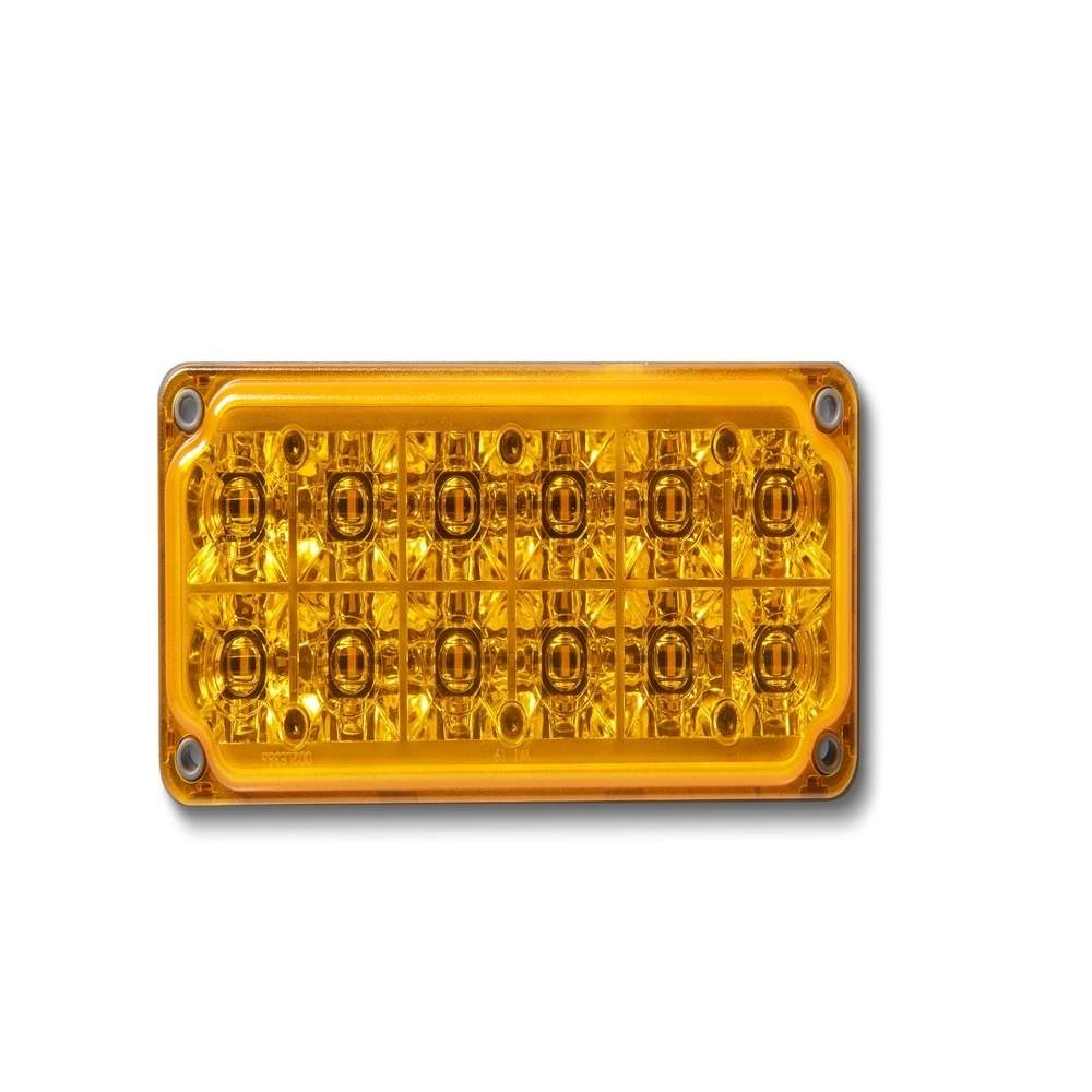 Yellow rectangular LED light on a white background