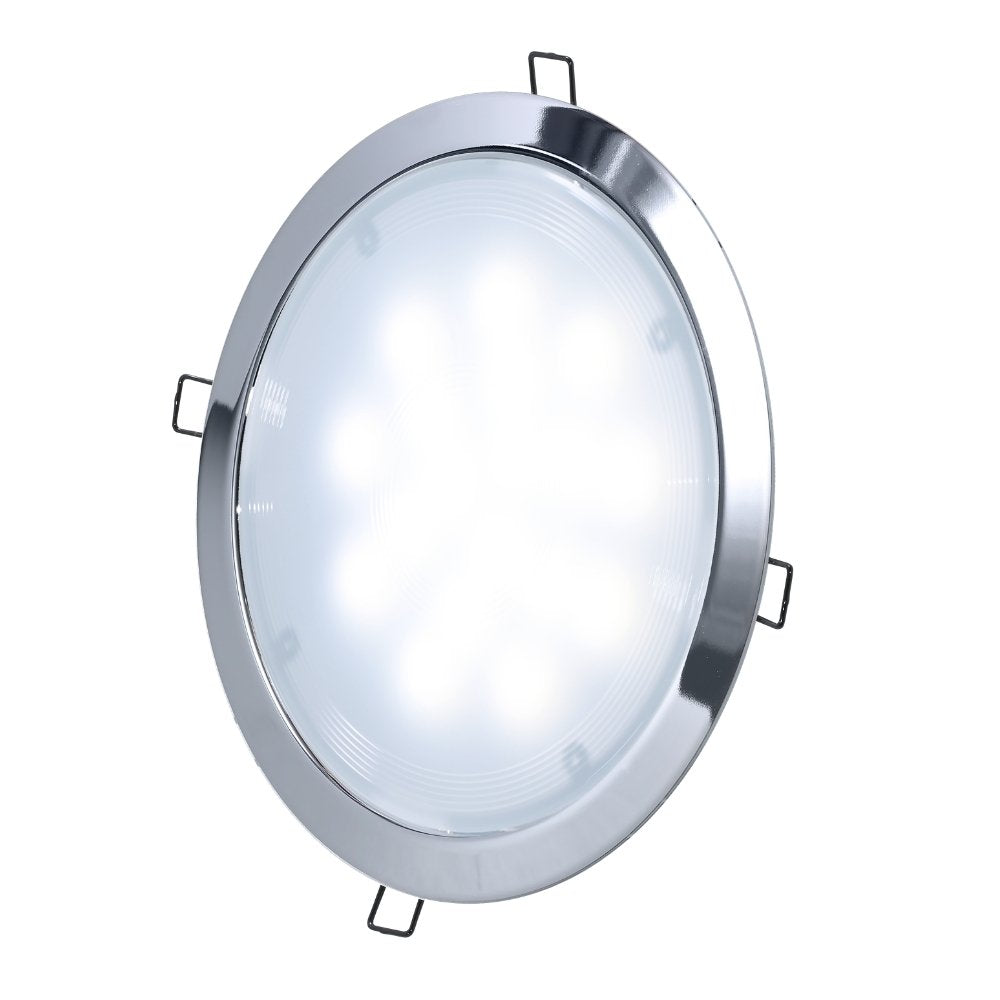 SoundOff obSERVE Dome Light - 8" with metallic frame on a white background