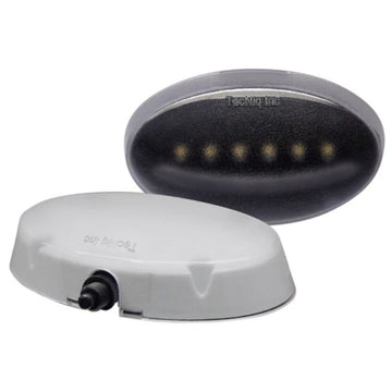 TecNiq E16 High Output Dome Light, featuring a white, oval-shaped light housing with LED lights visible through the clear lens.