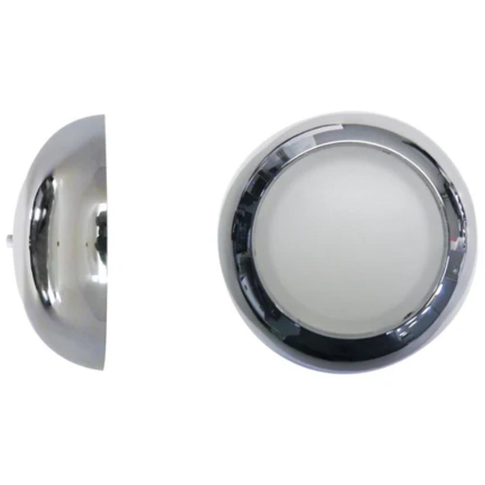 A compact TecNiq E27 surface mount dome light with a 3" diameter, featuring a bright interior illuminated by LED lights.
