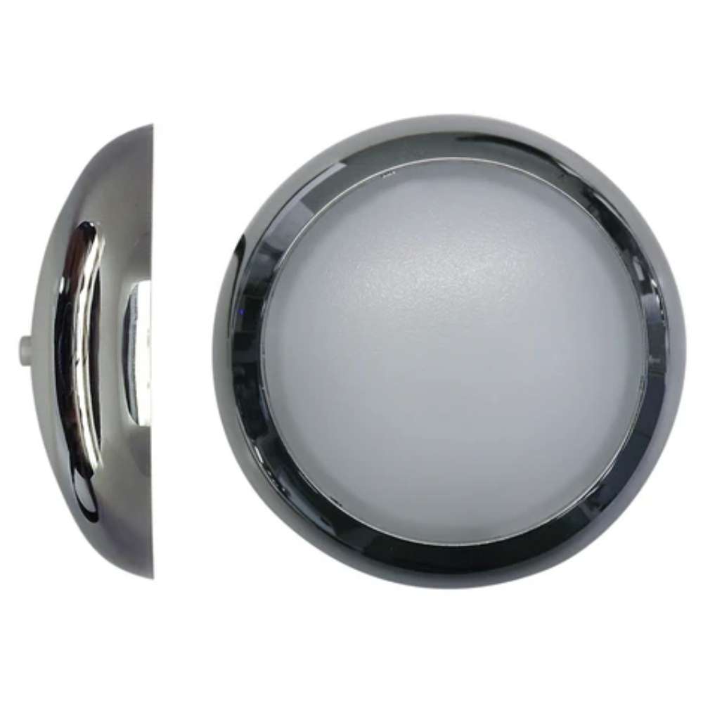 A 4.5" TecNiq E28 surface mount dome light with a sleek silver housing and a clear cover, designed for bright, uniform LED illumination.


