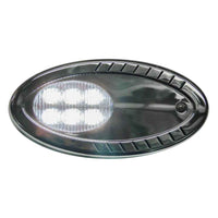 A silver TecNiq E96 surface mount spotlight with a clear lens