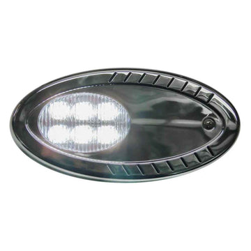 A silver TecNiq E96 surface mount spotlight with a clear lens