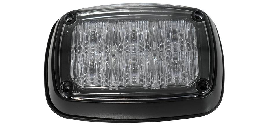Rectangular TecNiq K40 : 5"x 3.3" LED Emergency Flasher with clear cover on a white background