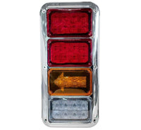 TecNiq K60 : 6"x 4" LED Emergency Flasher with red, amber, and clear lenses on a white background