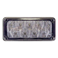 A rectangular LED emergency flasher with a clear lens and a black housing.