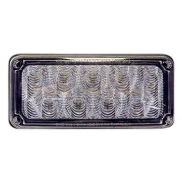 A rectangular LED emergency flasher with a clear lens and a black housing.