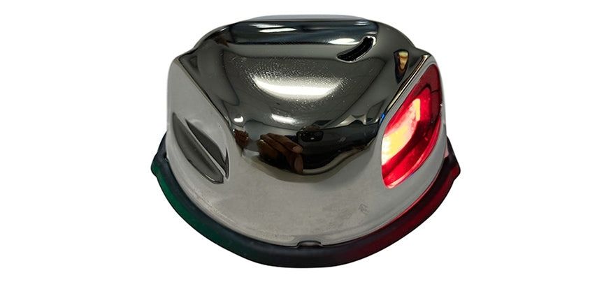Chrome car taillight on a white background