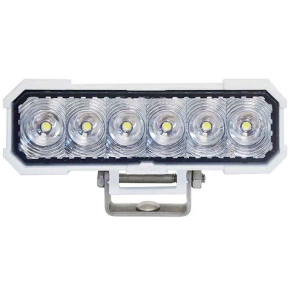 A compact TecNiq P06 LED accent light with a vertical mount design, featuring multiple LED bulbs in a white housing.