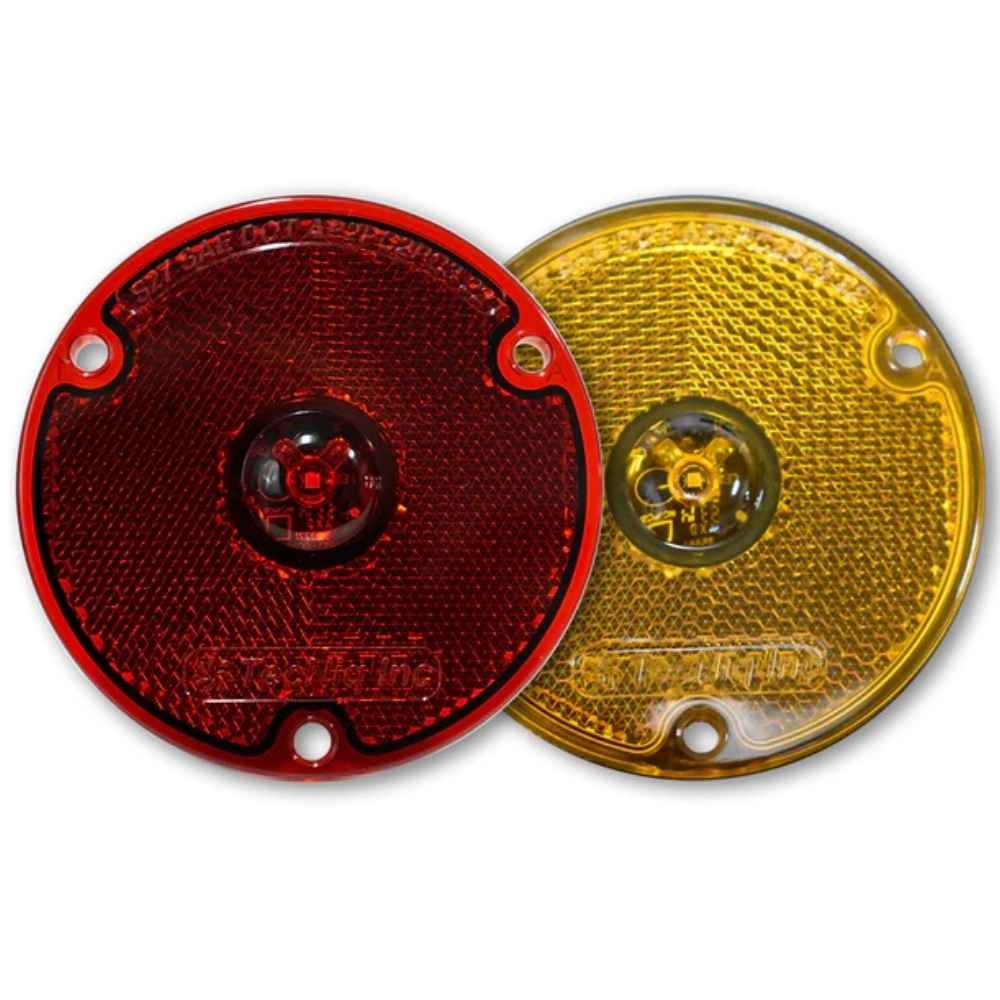 Red and Yellow TecNiq S27 : 3" Round Side Marker w/ Reflector