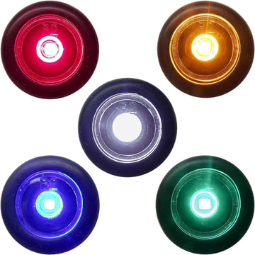 Five colorful TecNiq S33 : P2 Rated Miniature Side Marker on a white background