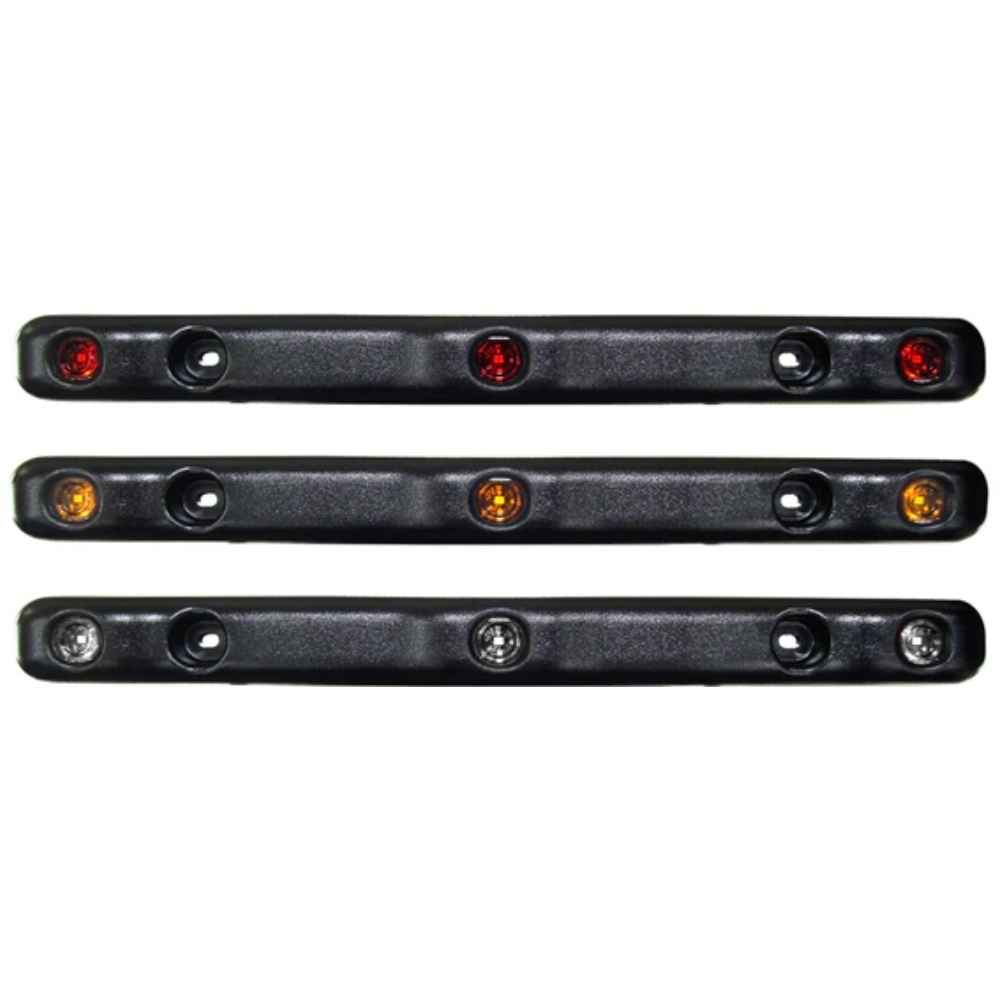 Three TecNiq S50 heavy-duty identification bars with LED lights in red and white colors, designed for vehicle visibility.