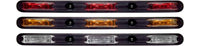 Set of four rectangular TecNiq S52 : V-Shaped Identification Bar for Marine Trailers in red, amber, and clear on a black background