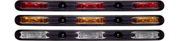 Set of four rectangular TecNiq S52 : V-Shaped Identification Bar for Marine Trailers in red, amber, and clear on a black background