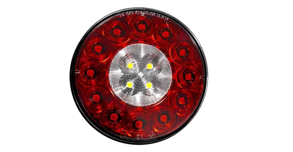 Round red TecNiq T42 : 4" Round Stop/Tail/Turn/Reverse on a white background