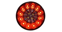 Round red TecNiq T42 : 4" Round Stop/Tail/Turn/Reverse light on a white background