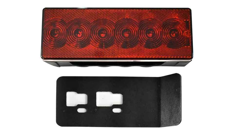 Red TecNiq T88 : 8" TecLoq - Eight Function Box Light with mounting bracket on a white background